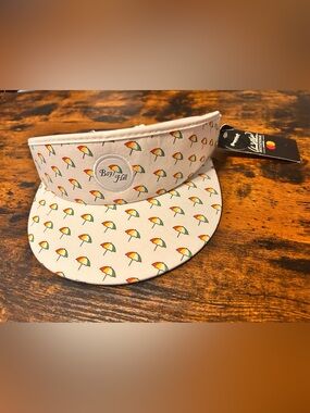 Bay Hill Imperial Men’s Adjustable White Umbrella Print Visor NWT USA Golf